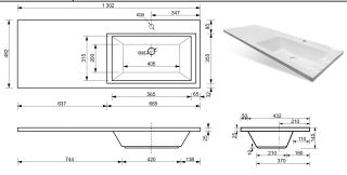 Раковина над стиральной машиной Эстет Dallas silk ФР-00014936 П 130см белый